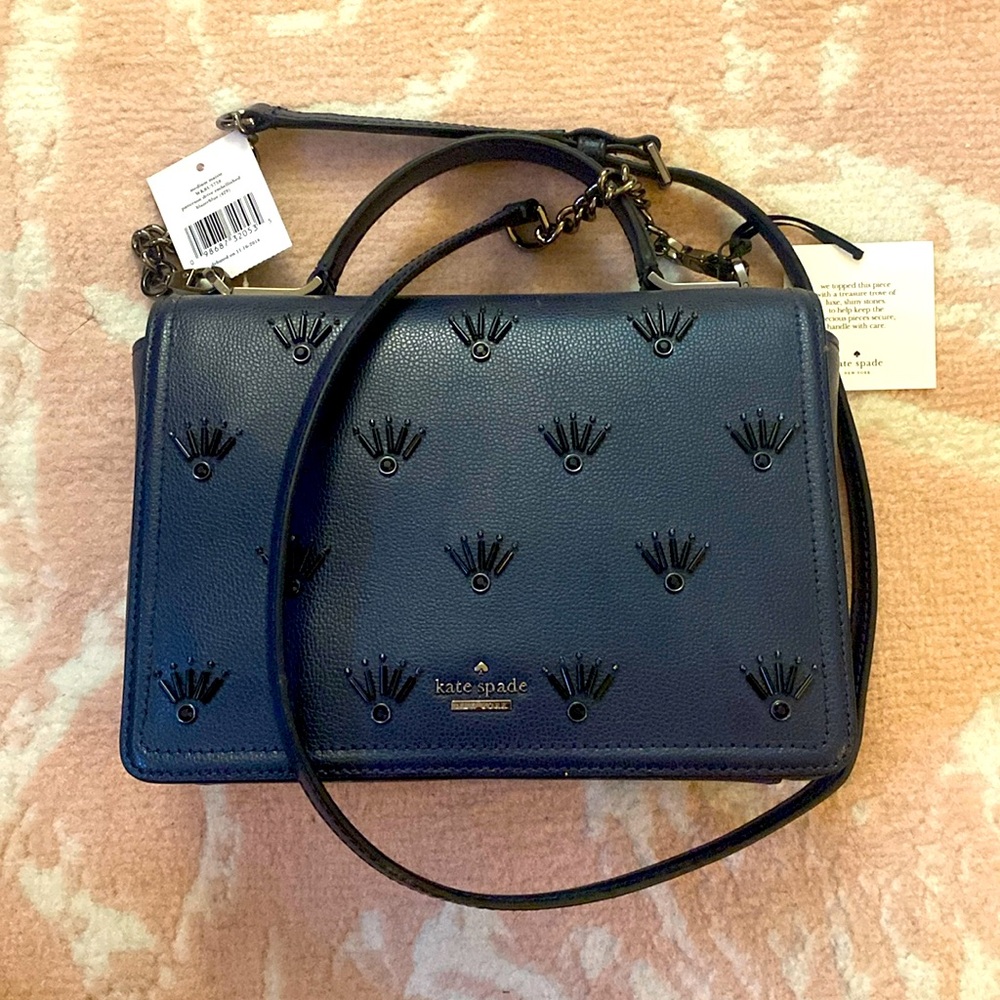 NWT kate spade medium maisie patterson drive embellished blazer blue purse